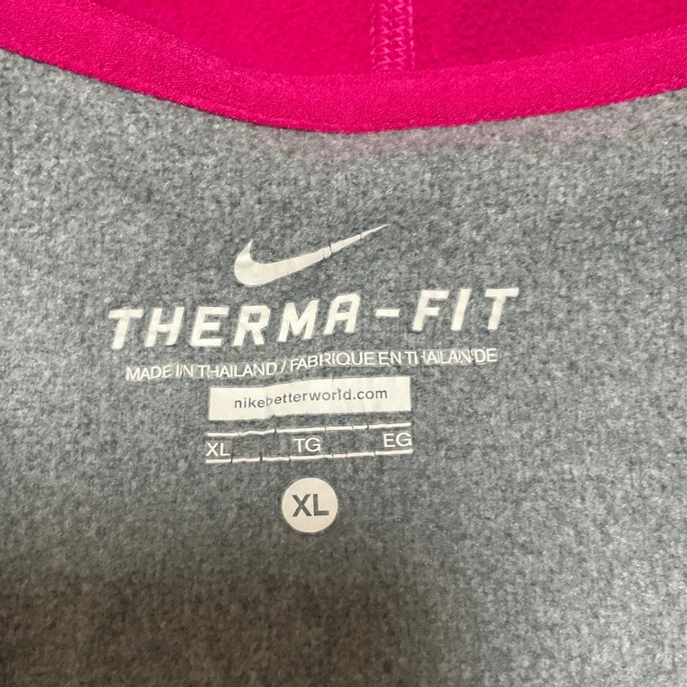 Nike Therma-FIT Womens Full Zip Hoodie Grey Pink Colorblock XL Thumbholes - Picture 4 of 10